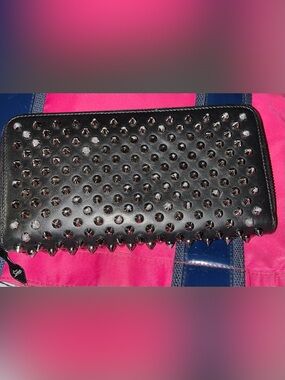 Christian Louboutin Black Studded Zip-Around Wallet